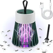 Bug Zapper Outdoor & Indoor Fly Killer - USB Rechargeable Electric Mosquito Zapper Fly Trap, LED Mosquito Trap Lamp Bug & Mosquito Zapper with Hanging Loop for Home Garden, Camping Fishing (Green)