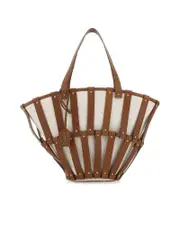 Saint Laurent Twotone Canvas And Leather Medium Beatrix Shopping Bag