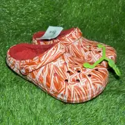 Crocs Women's Classic Lined Candy Cane Slip On Clogs Christmas Red White Size 7