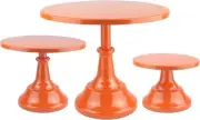 KERYNICE 3 Piece Orange Cake Stands Set Metal Cupcake Pedestal Table Dessert Dis