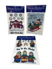 NOS Vintage Christmas Iron On Transfers Design Elements Snowmen Joy Sledding