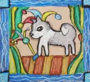 ALASKAN MALAMUTE Jester Puppy 13 x 19 Pop Art Print Signed Artist KSams Mals