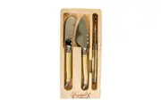 3pc Laguiole Silhouette Knife Cleaver Pate Mini Cheese Set Stainless Steel Ivory