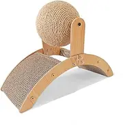 Ferris Wheel Cat Scratching Board, Arched Mog Scratcher, Large Corrugated Cardboard Pad, Sisal Ball Claw Sharpener, Non-Slip Cat Toy, for Indoor Cats