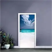 Door Stickers A Tree Landscape Door Stickers Natural Scenery Full Door Wallpaper Decal Self-Adhesive Mural Home Decor Poster (Color : K, Size : 77x200cm)