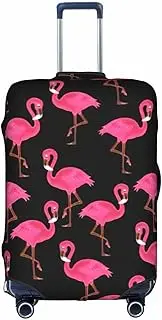 [pvinnk] Lovely Pink Flamingos Print Protective Luggage Cover Elastic Washable Suitcase Travel Gear Protector, White, Medium
