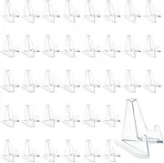 Binxus 36 Pcs Acrylic Card Display Stand Clear Coin Holder Plastic Mini Challenge Coin Display Stand Card Holder for Small Artworks Display Challenge Medals Sports Cards (Transparent)