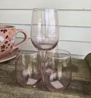Set 4 Libbey Premier PINK Stemless Wine Glasses 16oz New With Tags STUNNING