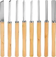 AIMALL 8-Piece High-Carbon Steel HSS Wood Lathe Chisel Set, Includes Skews, Gouges, Parting, and Spear Point for Carving and Turning, Durable Woodworking Tools