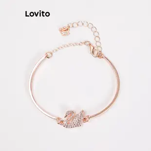 Lovito 休閒純水鑽套裝女款石英手錶 L66AD062 (白色/黑色)