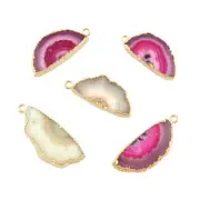 Single Bail Half Solar Quartz Gold Plated DIY Making Pendant Connectors 5 Pc Lot