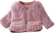 [LMFSS] Toddler Winter Coat Girls Faux Fur Coat Jacket Long Sleeve Thick Warm Jacket Winter Fleece Coat Cloak for Girls 4 to 13 Year Old