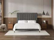 My Style Buttoned Headboard & Slimline Base - King / Gunmetal / Slimline Base