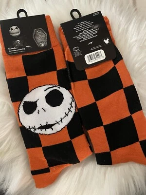 Nightmare Before Christmas Checkered Crew Jack Skeleton Adult Socks 6-12