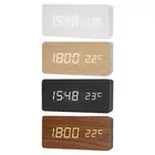 Portable Digital Alarm Clock Battery Powered/USB Wooden LED Bedside Decor