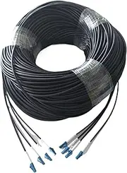 VJSUWI OM3 Fiber optic Patchcord 40M TPU 4 cores waterproof LC SC FC Armored patch lead cable Outdoor FTTA jumper 4 fibers 5.0mm(WHITE)