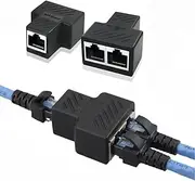 RJ45 Splitter Adapter(2 Pack), 1 to 2 Dual Female USB to RJ45 Port 8P8C Extender Plug LAN Interface Ethernet Socket Connector for Cat5, Cat5e, Cat6, Cat7
