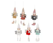 C100 6PCS Christmas Decoration Plush Love Angel Pendant Small Tree Pendant Cute Plush Doll Gift Christmas Ornaments
