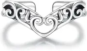 [HongZhuan Jewelry] 925 Sterling Silver Toe Ring Adjustable Butterfly Filigree Boho Summer Jewelry for Women