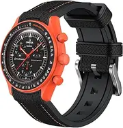 [REBANDACE] Strap for Omega x Swatch MoonSwatch Watch 20mm,No Gap Soft Silicone Omega X Swatch Moonswatch Speedmaster Replacement Strap,Curved Moonswatch Swatch strap for Men Women