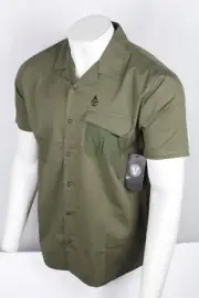 Volcom Men's Button Shirt Skate Vitals Alec Majerus Short Sleeve M Winter Moss