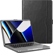 Fintie Sleeve Case for MacBook Pro 14 Inch A3401 A3185 A3112 A2992 A2918 A2779 A2442 (2024 2023 2022 2021 Release), PU Leather Folio Book Cover for MacBook Pro 14" M4/M3/M2/M1 Pro/Max Chip (Black)