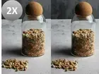 2x800ml Glass Canister Borosilicate With Cork Lid Dry Food Storage Jar Kitchen
