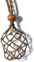 Empty Stone Holder Necklace Crystal Quartz Gemstone Cage Rope Cord Pendant DIY, Durable Braided Rope Design, Ideal for Crafting Unique Jewelry
