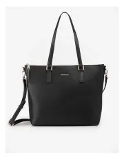 [Madison Accessories] Inga Large Zip Top Tote Bag with Laptop Pocket in Black