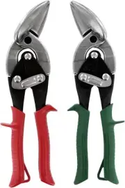 Midwest Aviation Snip Set - Left And Right Cut Offset Tin Cutting Shears With Fo