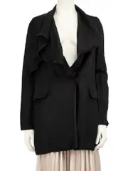 Black Ruffle Trim Blazer