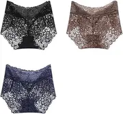 [HEJIGOOD] 3-Pack Womens Underwear No Show Seamless Hipster Lace Briefs Full Coverage Comfort Cotton Liner Panties Undies M-3XL