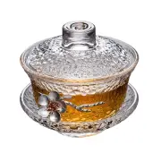 AoAo Crystal Glass Gaiwan with Silver Decal , Chinese Glass Gaiwan Sancai Tea B