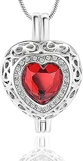 DOTUIARG Birthstone Cremation Jewelry Always in My Heart Memorial Locket Necklace Keepsake Urn Pendant