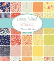 CONEY ISLAND MODA Treats 3.5" Cotton Quilt/Craft Squares FIG TREE Rare (Disco)