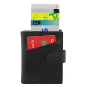 Pierre Cardin Leather Smart Slide Card Holder Tab Bi-Fold Wallet 10cm Black