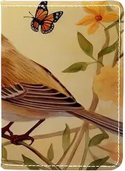 [CWAGFEQZ] Passport Holder,Passport Wallet,Passport and Vaccine Card Holder Combo,Daisy Bird in Flower