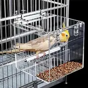 No Mess Bird Feeder for Cage, No Spill Automatic Bird Feeder Clear Window Mess Free Cage Feeder for Parakeet Parrot Cockatiels Lovebirds 5.1Inch