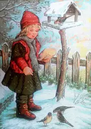 Needlepoint tapestry painted canvas C912 - Girl (24"x32") GobelinL
