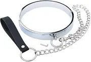 Lockable Metal Neck Collar Restraint BDSM Bondage Collar Necklace O-Rings + Leash Chains Cosplay SM Erotic Sex Toys for Couples for Men and Women