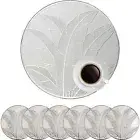 Silver Round Placemats Set of 6 for Dinner Table Metallic Circle Vinyl Place ...