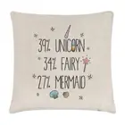 39% Unicorn 34% Fairy 27% Mermaid Linen Cushion Cover - Pillow Funny