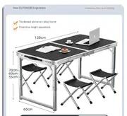 Outdoor Folding Table, Night Market Stall, Floor Stand, Convenient Folding Table, Outdoor Camping Dining Table Black