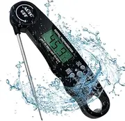 AUTO Instant Read Digital Thermometer – Waterproof, Fast & Accurate with Backlight Display, Calibration Function, Wide Temperature Range for Cooking, Grilling, Frying,Baking (Black)