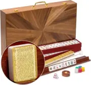 Golden Fortune American Mahjong Set with 166 Elegant Acrylic Tiles & Accessories
