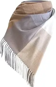 [Generic] Chiffon Scarfs Women Lightweight Thermal Scarf Fall Winter Scarf Classic Tassel Plaid Scarf Warm Soft Chunky Large Blanket Wrap Shawl Scarves 1 Pack Warm Scarf For Womens Scarf for (H-1, One Size)