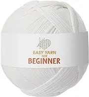 400g T-Shirt Yarn for Crocheting, Handbags, Baskets, Blanket, Craft Projects, Home Decor, T-Shirt Thick Chunky Yarn with Polyester Spandex Blend Stretch Fabric, White