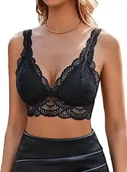 [Avidlove] Lace Bralettes Womens Plunge Wireless Bras Camisole Tops Cami Triangle Strappy Sexy Soft