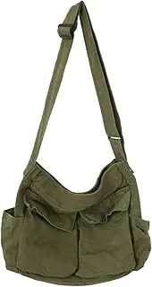 [Generic] Tooling s le Shoulder Messenger Bag Men and Women ins Canvas Bag Student School Bag Street Large capaci Art Leisure Bag Green Green One Size