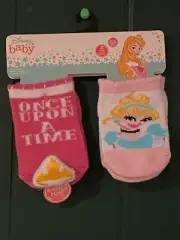 2 Pairs Disney's Cinderella/Once Upon A Time Rattle Socks 0-6 Months *New* g1